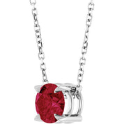 14K White 6 mm Lab-Grown Ruby 16-18" Necklace