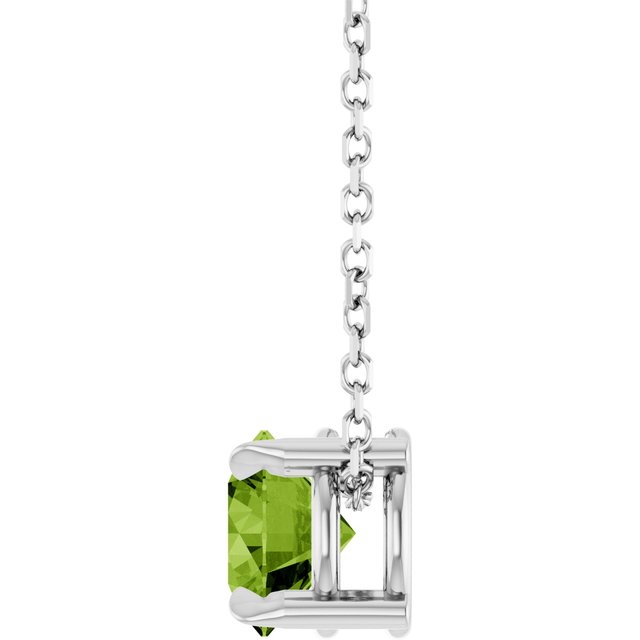 Sterling Silver 6 mm Natural Peridot 16-18" Necklace