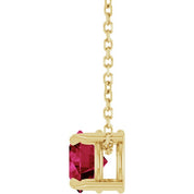 14K Yellow 6 mm Lab-Grown Ruby 16-18" Necklace