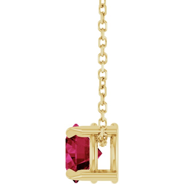 14K Yellow 6 mm Lab-Grown Ruby 16-18" Necklace