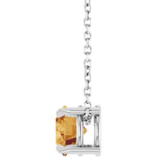 Sterling Silver 6 mm Natural Citrine 16-18" Necklace