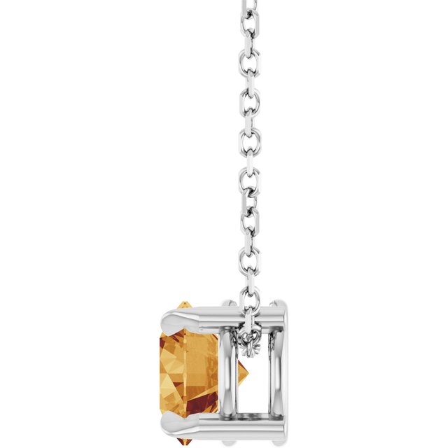 14K White 6 mm Natural Citrine 16-18" Necklace