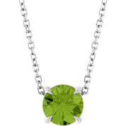 14K White 6 mm Natural Peridot 16-18" Necklace