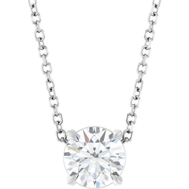 Sterling Silver 6 mm Natural White Sapphire 16-18" Necklace