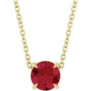 14K Yellow 6 mm Lab-Grown Ruby 16-18" Necklace