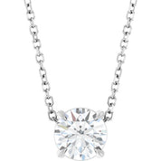 14K White 6 mm Natural White Sapphire 16-18" Necklace