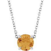 14K White 6 mm Natural Citrine 16-18" Necklace