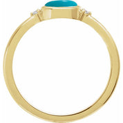 14K Yellow Natural Turquoise & .03 CTW Natural Diamond Ring