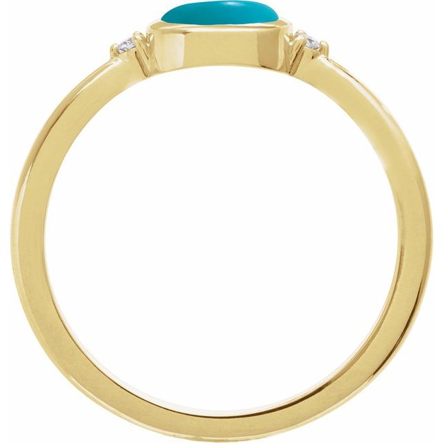 14K Yellow Natural Turquoise & .03 CTW Natural Diamond Ring