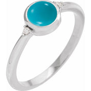 14K White Natural Turquoise & .03 CTW Natural Diamond Ring