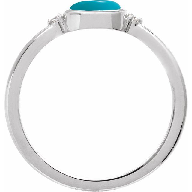 14K White Natural Turquoise & .03 CTW Natural Diamond Ring