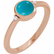 14K Rose Natural Turquoise & .03 CTW Natural Diamond Ring