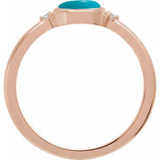 14K Rose Natural Turquoise & .03 CTW Natural Diamond Ring
