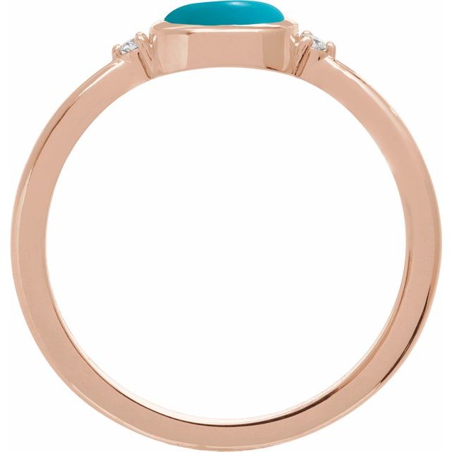14K Rose Natural Turquoise & .03 CTW Natural Diamond Ring