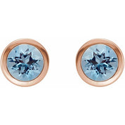 14K Rose Natural Aquamarine Bezel-Set Earrings