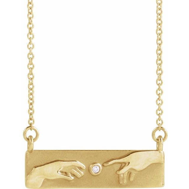 14K Yellow Gold .0075 CTW Natural Diamond Creation of Adam 18" Necklace