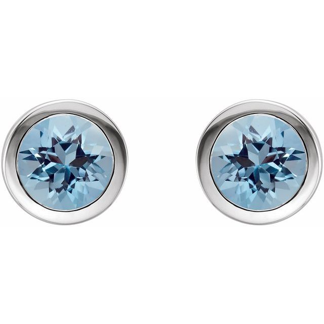 Sterling Silver Natural Aquamarine Bezel-Set Earrings