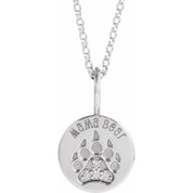 Sterling Silver .03 CTW Natural Diamond Mama Bear 18" Necklace