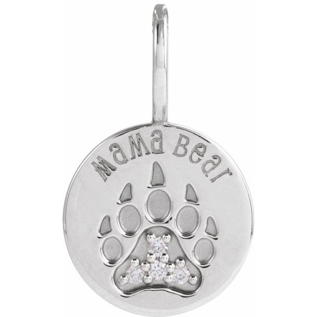 Platinum .03 CTW Natural Diamond Mama Bear Pendant