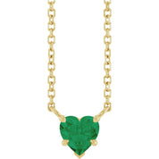 14K Yellow Lab-Grown Emerald Solitaire 18" Necklace