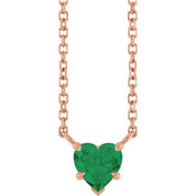 14K Rose Lab-Grown Emerald Solitaire 18" Necklace