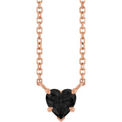 14K Rose Natural Onyx Solitaire 18" Necklace