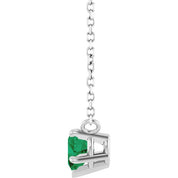 14K White Lab-Grown Emerald Solitaire 18" Necklace