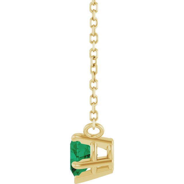 14K Yellow Lab-Grown Emerald Solitaire 18" Necklace