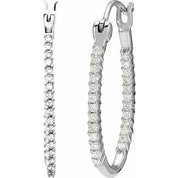 14K White 1/4 CTW Natural Diamond Inside-Outside Hoop Earring