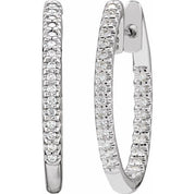 14K White 1/4 CTW Natural Diamond Inside-Outside 20.8 mm Hoop Earrings