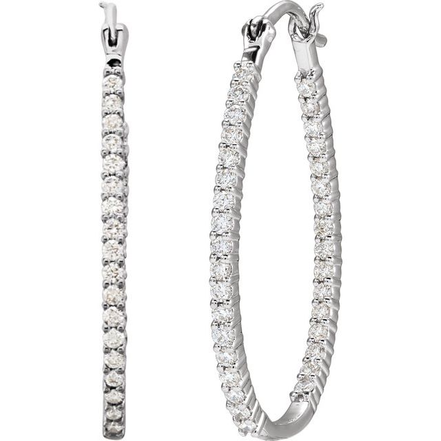 Platinum 1 CTW Natural Diamond Inside-Outside Hoop Earrings