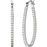 Platinum 1/4 CTW Natural Diamond Inside-Outside Hoop Earrings
