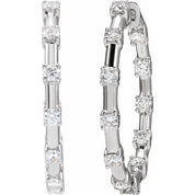 14K White 1 CTW Lab-Grown Diamond Inside-Outside 25.1 mm Hoop Earrings