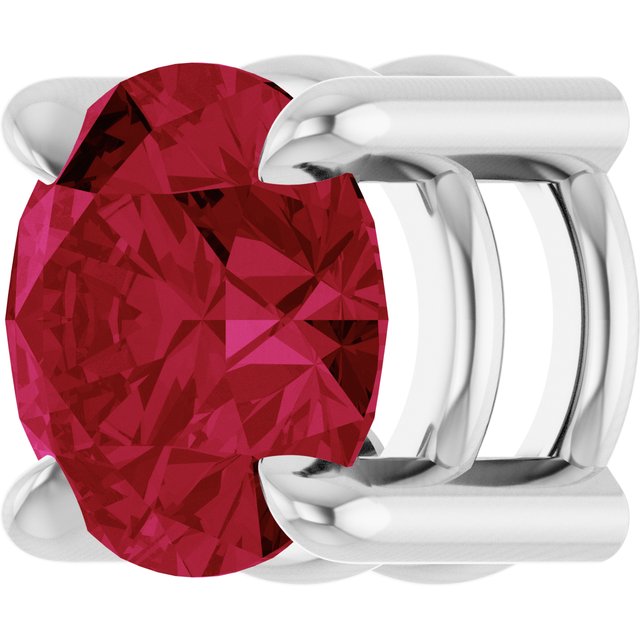 14K White 5.5 mm Lab-Grown Ruby Pendant
