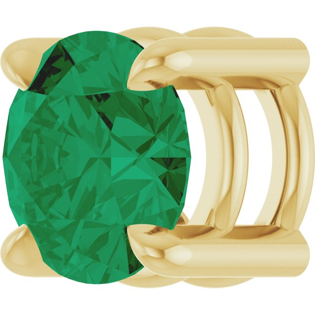 14K Yellow 5.5 mm Lab-Grown Emerald Pendant