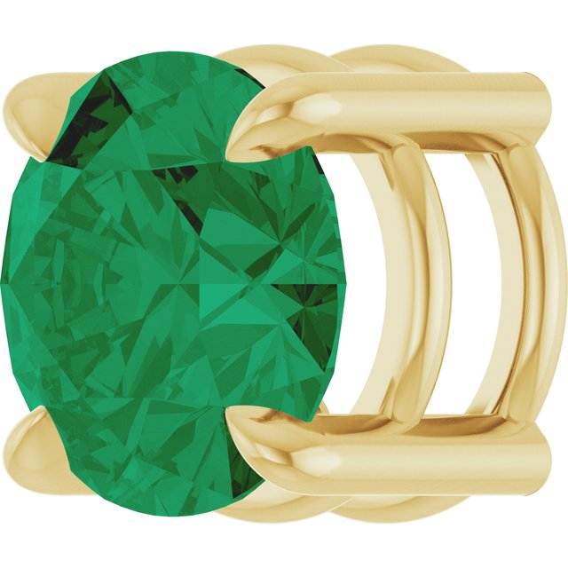 14K Yellow 6.5 mm Lab-Grown Emerald Pendant