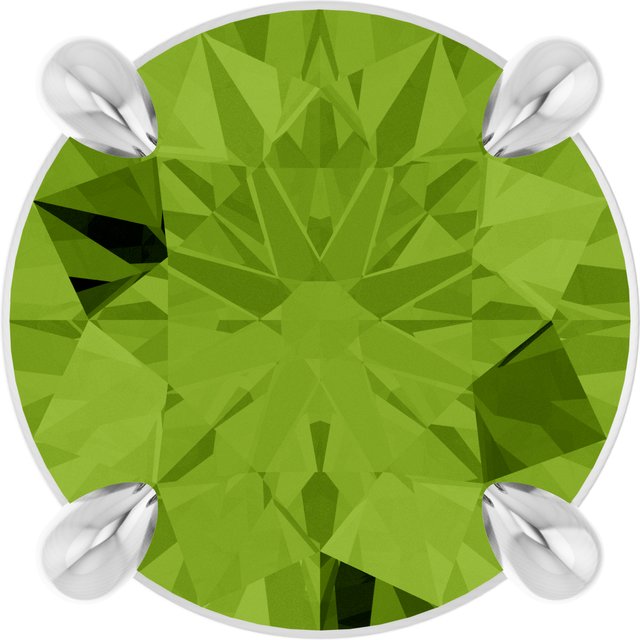 14K White 7 mm Natural Peridot Pendant