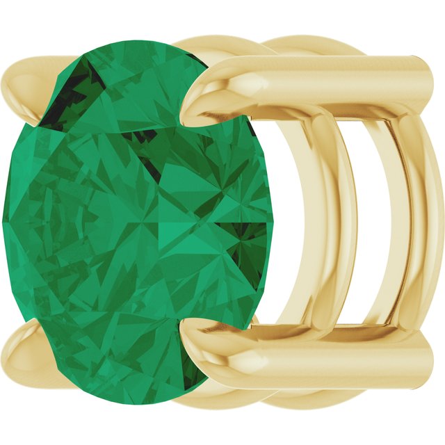 14K Yellow 7 mm Lab-Grown Emerald Pendant