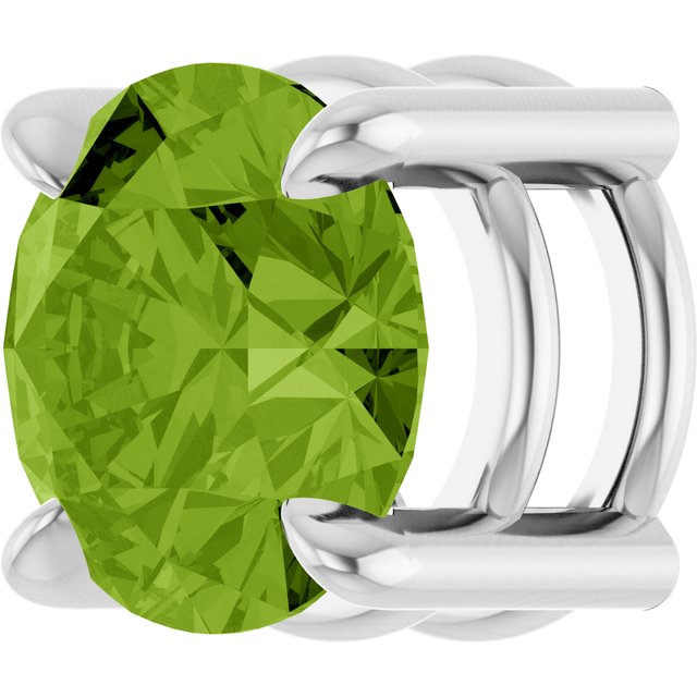 14K White 7 mm Natural Peridot Pendant