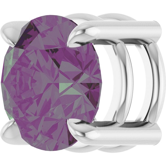 14K White 7 mm Lab-Grown Alexandrite Pendant