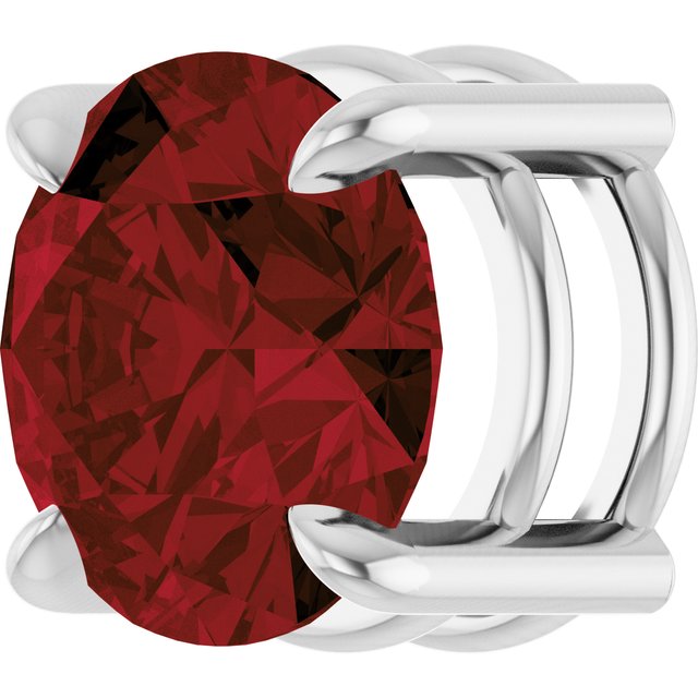 14K White 8 mm Natural Mozambique Garnet Pendant