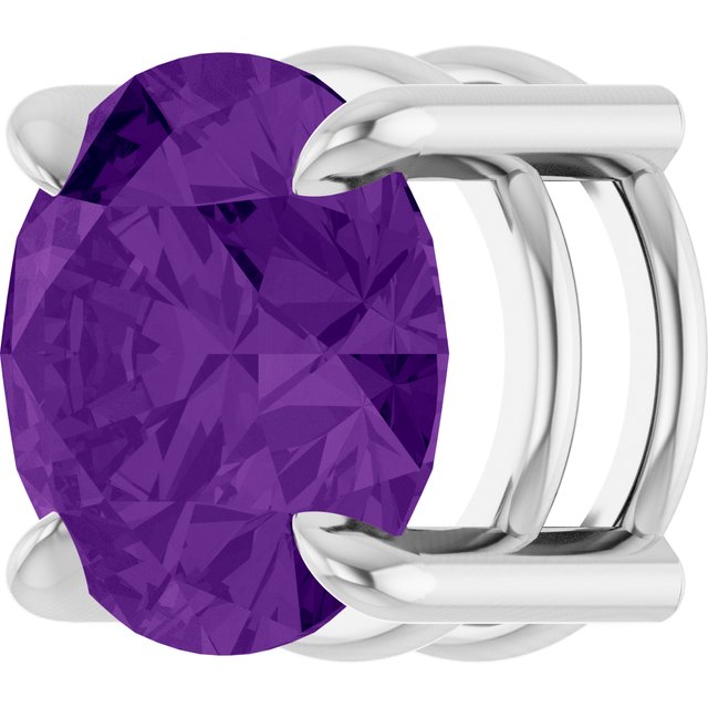 14K White 8 mm Natural Amethyst Pendant