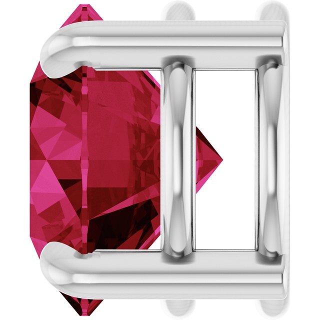 14K White 8 mm Lab-Grown Ruby Pendant