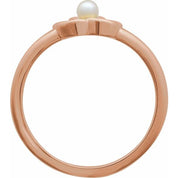 14K Rose Cultured White Seed Pearl Floral Ring