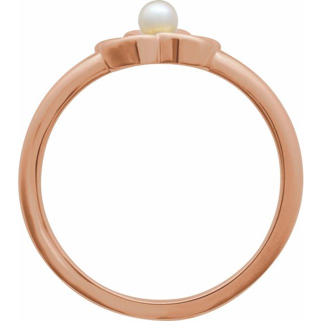 14K Rose Cultured White Seed Pearl Floral Ring