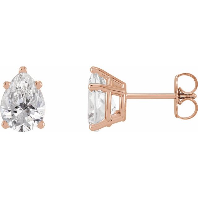 14K Rose Natural Diamond Earrings - 5/8 CTW - Elegant Pear Design