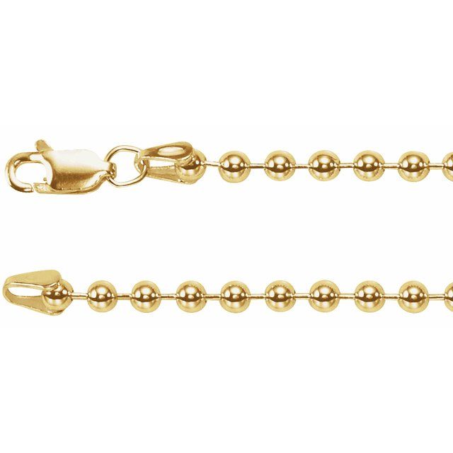 14K Yellow Gold-Filled 3 mm Hollow Bead 16" Chain