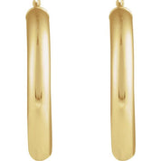 14K Yellow Round Tube 35 mm Hoop Earrings