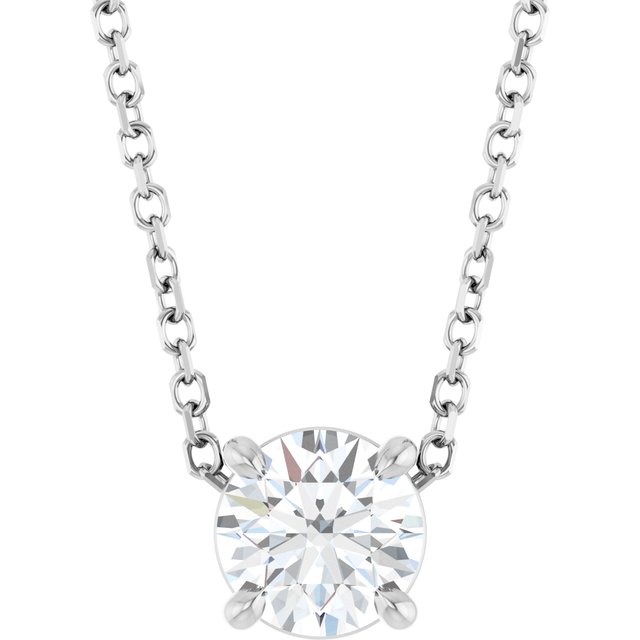 Sterling Silver 5.5 mm Natural White Sapphire 16-18" Necklace