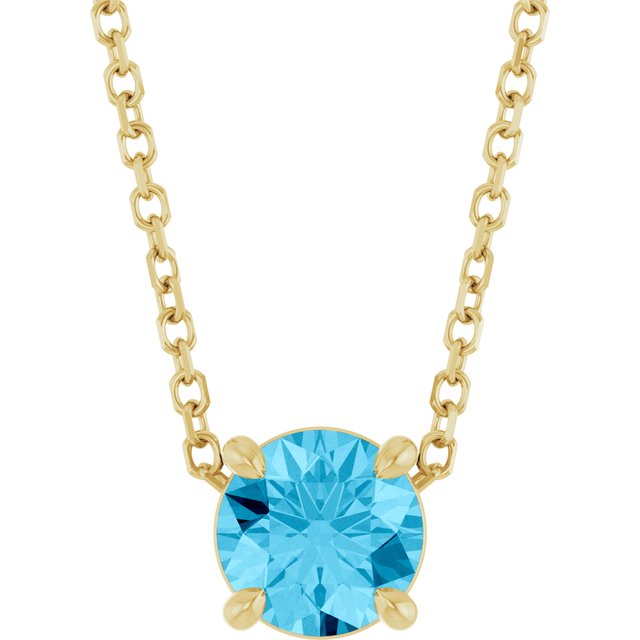 14K Yellow 5.5 mm Natural Aquamarine 16-18" Necklace